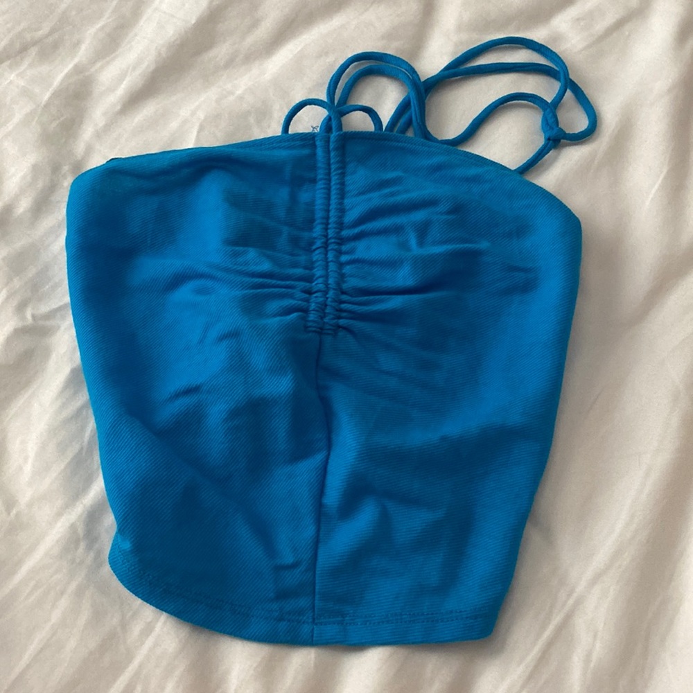 Zara blue halter crop top